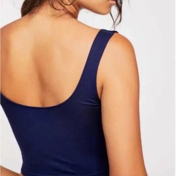 NWT Free People FP Intimately Navy Scoop Neck Crop Top - Size: M/L - Picture 2 of 9